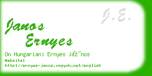janos ernyes business card